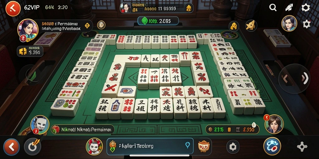 Screenshot gameplay menarik dari 62VIP yang menampilkan keseruan bermain Mahjong.
