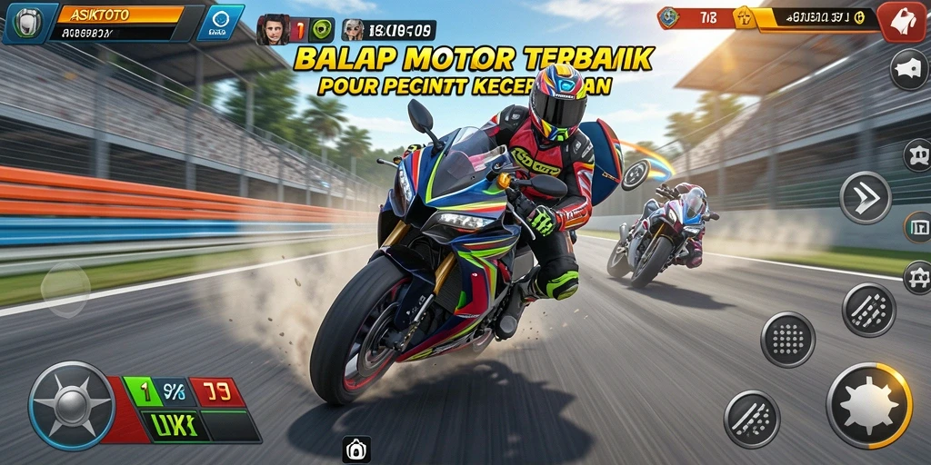 Screenshot gameplay ASIKTOTO menampilkan aksi balap motor yang mendebarkan.