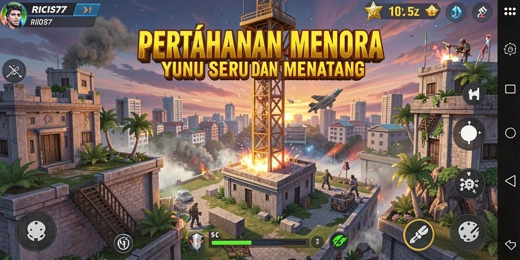Tangkapan layar RICIS77 menampilkan aksi seru dalam permainan Tower Defense.