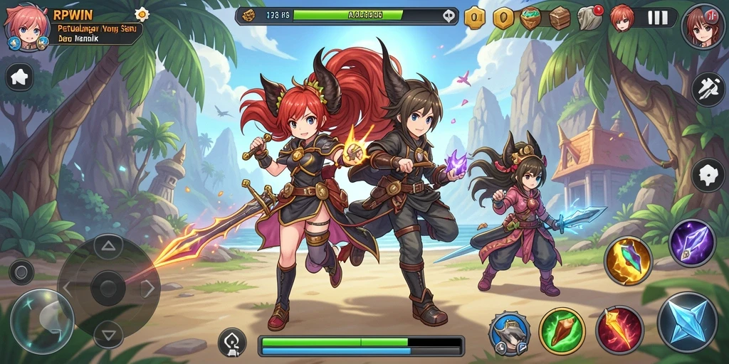 Screenshot gameplay RPWIN dengan karakter Anime yang menarik.