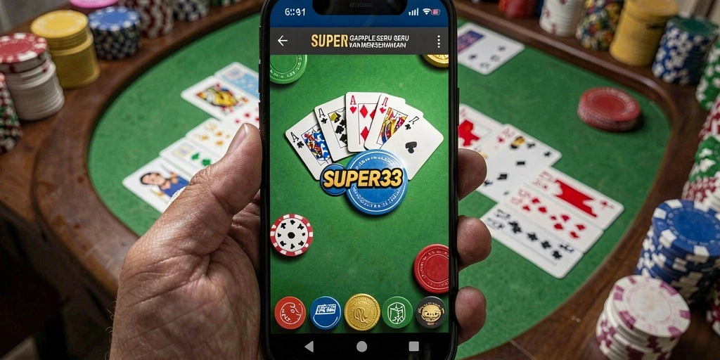 Screenshot gameplay SUPER33 yang menunjukkan serunya permainan Gaple.