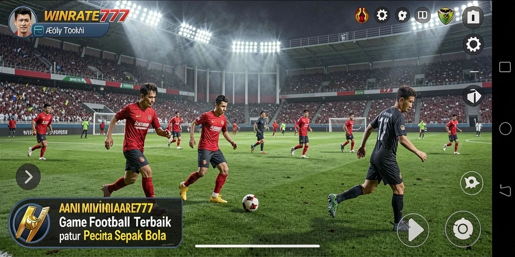 Tampilan gameplay seru dalam <strong>WINRATE777</strong> dengan aksi sepak bola yang mendebarkan.